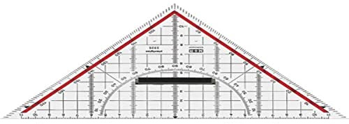 Zeichendreieck 25 cm Hypothenuse glasklar Skala hinterlegt 180°-1°,45°-Linie