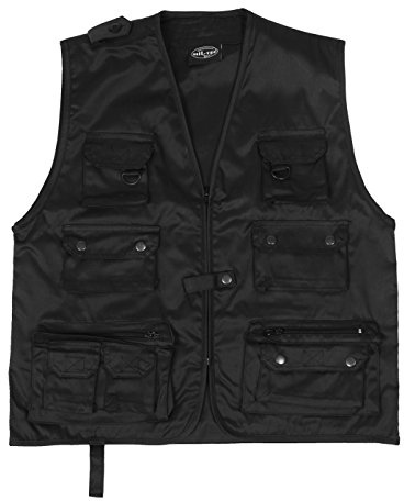 Mil-Tec Chaleco multibolsillos negro chaqueta mixta