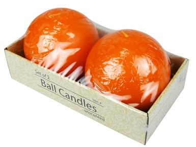 Zest Candle 2-Piece Ball Candles, 4-Inch, Orange