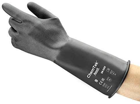 Ansell AlphaTec 38-520 Chemikalien Handschuhe, Maximaler Schutz für Gefährliche Arbeiten, Weiches und Komfortables Design, Arbeitshandschuhe Wiederverwendbar, Latexfrei, Größe S (1 Paar)