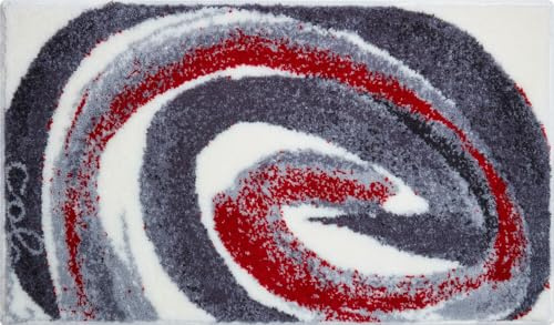 Grund COLANI Exklusiver Designer Badteppich 100% Polyacryl, ultra soft, rutschfest, ÖKO-TEX-zertifiziert, 5 Jahre Garantie, Colani 42, Badematte 60x100 cm, grau-rot