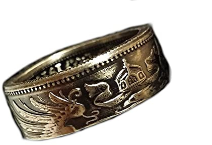 Coinring, Münzring, Ring aus sehr alter Münze (1 Mark Deutsches Kaiserreich 1891-1916), 900er Silber - Double Sided coin ring - verschiedene Größen, handgeschmiedetes Unikat