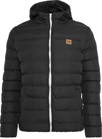 URBAN CLASSICS Chaqueta de invierno con capucha para hombre, cálida y acolchada, cortaviento de material sintético, plumón apto para entretiempo
