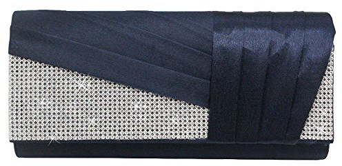 Wiwsi Women's Satin Clutch Bag, Elegant Diamante Crystal Evening Handbag for Bridal Wedding Party