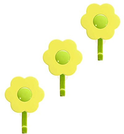 Kochblume 1-3-5-10er Set | Haken S, L, Wandhaken, Küchenhaken, Mehrzweckhaken, Schlüsselhaken | In der bunten Box (gelb-grün, 3er Set S)