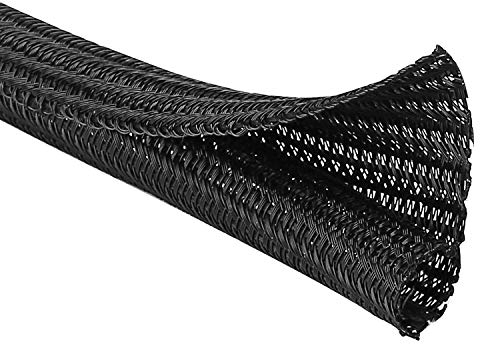 JOTO 26ft - 1/2 inch Cord Protector Wire Loom Tubing Cable Sleeve, Braided Cable Sleeve Split Sleeving Cords Management System for TV Computer Home Theater Office, Protect Pet From Chewing Cord –Black