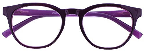 OPULIZE BLU Blaulichtfilter Lesebrille für Damen Herren, Blendfreie UV400-Schutz Federscharnier Anti-Müdigkeit, Runder Rahmen, Computerbrillen Gaming, Violett +3,00