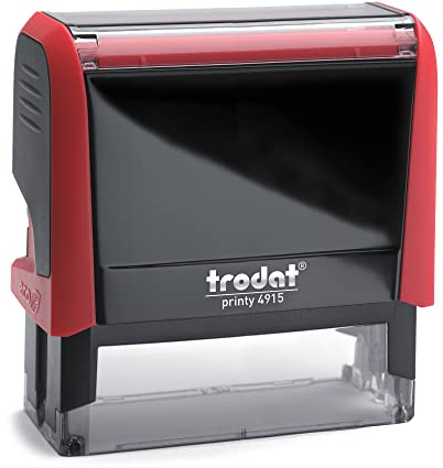 Trodat Printy 4915 - Custom - Gehäusefarbe Rot (Abdruckfarbe Blau) - 70x25mm - 7 Zeilen - personalisierbarer Namensstempel, Adressstempel oder Firmenstempel