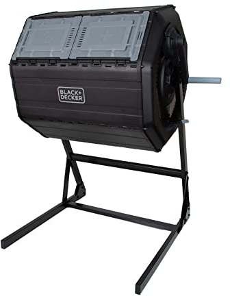 BLACK+DECKER Kompostbecher, Doppelkammer-Komposter, 40 Gallonen, einfaches Griffsystem für Kompostierung