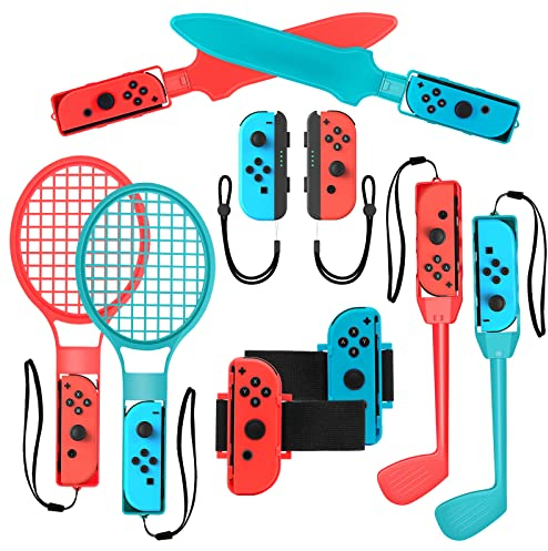 2025 Switch Spiele Zubehör Sets für Kinder Nintendo Switch Sports, 10-in-1-Familien Party Pack Spielzubehör Set Kit für Switch OLED Sportspiele
