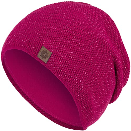Compagno Mütze Damen Winter Beanie Wintermütze Strickmütze Metallic-Garn gefüttert Winter Fleece Futter 96