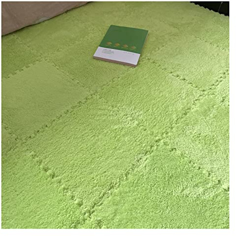 16 Stück Ineinandergreifende Plüsch-Schaumstoff-Fußmatten, Warmer Teppich, Ineinandergreifende Bodenfliesen, 30 X 30 cm Große Puzzle-Spielmatten Für Schlafzimmer, Spiel(Color:Grün)