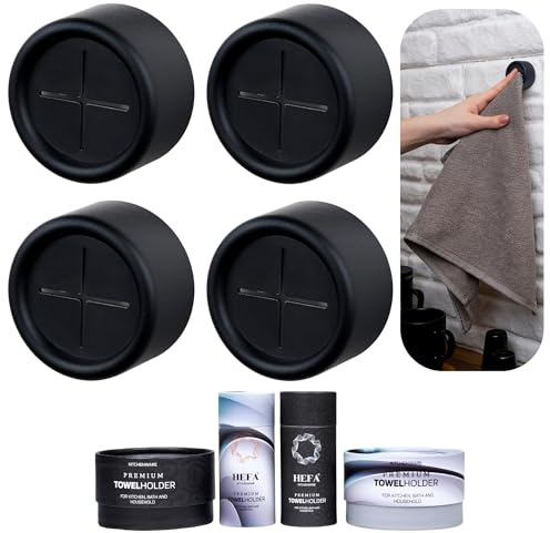 HEFA Self Adhesive Dish Towel Holder Hooks, No Drill Organizer for Cabinet Door, Sink Area or Bathroom, Space Saving Design, 4 Pack