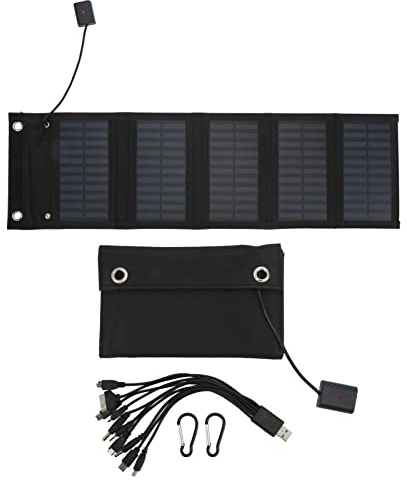 Akozon Solar Panel Battery Charger, 25W Solar Panel Folding Pack IP65 Waterproof Anti Oxidation with USB Cable for Surveillance Cameras Laptops auto