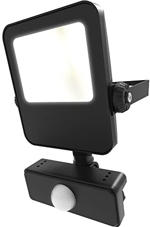 4lite Motion Sensor Floodlight (Black) 2400lm IP65 Rated Compact LED Integrated 10W Flood Light - 4L2/1028-4Yr Guarantee