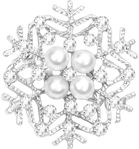 MELLIEX Spille Natale Fiocco di Neve con Strass Perla Spilla Gioiello per Vestiti, Argento