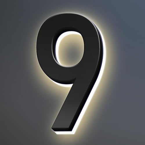 Hausnummern, Hinterleuchtete LED-Adressnummern, Moderne Beleuchtete Hausnummern, Beleuchtete Hausnummern Für Draußen.,9