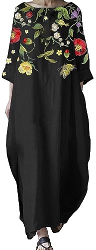 Cocila Vestiti per Ragazza Eleganti Abito Invernale Lilla Vestiti Donna Estivi Colorati Abito Lungo Plissettato Gonna Lunga A Pieghe Donna Abito Damigella Azzurro Polvere (Black, XXL)