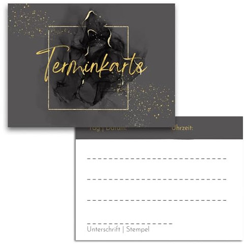 Blanko Terminkarten für Kunden - Hochwertige Terminzettel für Unternehmen, Firmen & Gastronomie (50x Stück, Gold)