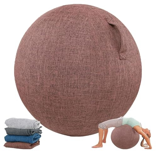 Homnova Sitzball Abdeckung, 55 cm / 65 cm / 75 cm Baumwolle + Leinen Schutz Yoga Ball Abdeckung Faltbar Sitzbälle Stoff Bezug Für Fitnessball Pilates Yogaball,Braun,75cm