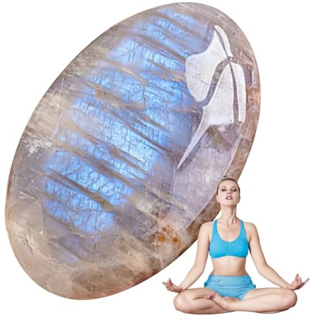 Maciun Mondstein-Palmstein, Handschmeichler, Mehrzweck, glatt, handgefertigt, eleganter Regenbogen-Mondstein-Edelstein für Druck- , Stressabbau, Meditation
