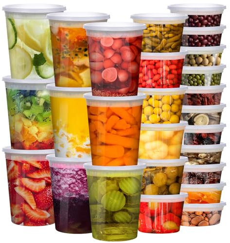 vivigu Deli Containers with Lids 48 Sets [8,16, 32 oz 16 Each ] - Food Storage Containers with Lids Freezer Safe, Soup Containers for Restaurant, BPA Free | Portion Control | Leakproof | Microwave