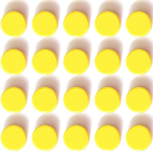 PYJLBX Imanes Nevera Imanes Potentes, 20 Piezas Imanes Pizarra Magnetica Imanes Pequeños, Calendario Nevera Iman Mini Imanes Redondos Magnets, para Pizarra Magnetica Nevera Oficina Escuela (Amarillo)