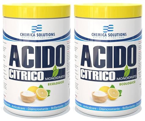 Chemica Solutions - Acido Citrico monoidrato Ecologico Multifunzione, Detersivo pavimenti, Pulizia Calcare lavatrice,Brillantante Decalcificante,Alimentare E330 2Kg