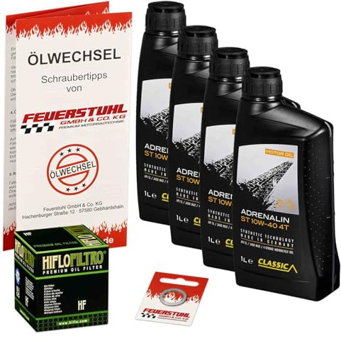 Öl & Ölfilter für Honda CB 500, 1996-2003 (PC32), Ölwechsel Set, Classic 10W-40 Motoröl + HiFlo Filter + Dichtring(e)