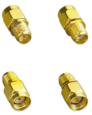 ACONRFTOL 4 Stück SMA RP-SMA Adapter Set 50 Ohm Koaxialadapter Stecker und Buchse für WLAN Antennen, 4G LTE Router, FPV, Funkgeräte und RF Anwendungen