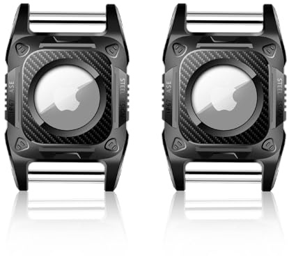 ETACCU 2Stück für Apple AirTag Hundehalsband，Hund Anhänger Wasserdicht | Halterung für Hundehalsband mit Abnehmbarer Metallschlaufe, Robustes TPU, Leichte, Kompakte Größe Schwarz