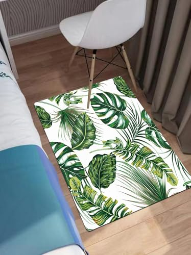 OHAGS nicht rutsches Badezimmermatten maschinenwaschbar, Ultra-weich und Wasser saugfähiger Badenteppich für Badezimmer,nahtloses Muster aus Blättern, Monstera-Tropenbäumen, Vektorhintergrun,40x60 cm