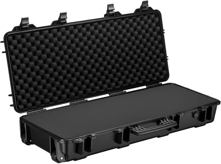 Wiltec Waffenkoffer 97,8 x 42 x 17,3 cm für Langwaffen, Gewehrkoffer mit Schaumstoffpolsterung für sicheren Transport, Langwaffenkoffer mit hoher Traglast und Tragegriff