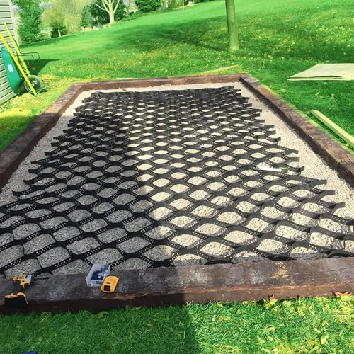 Stabilisateur de Gravier Grilles De Pavés De Gravier Stabilisatrices, Géogrille De Sol Pliable 40 × 40 Cm Unité Grille Pour Cours Parking Pelouse Aménagement Paysager, Grille Géo Extérieure Réutilisab
