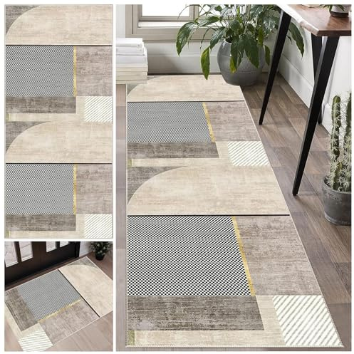 Laegnfho Teppich läufer Flur rutschfest 100 x 200 cm Küchenteppich Vintage Waschbar Meterware Schlafzimmer Korridor Teppich Lang, Länge Anpassbare für Flur Küche Schlafzimmer Wohnzimmer Eingang