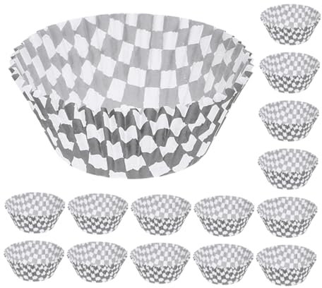 COLLBATH 300pcs Baking Cake Cups Checkered Paper Cupcake Liners for Muffin Cakes for Party Baking Supplies