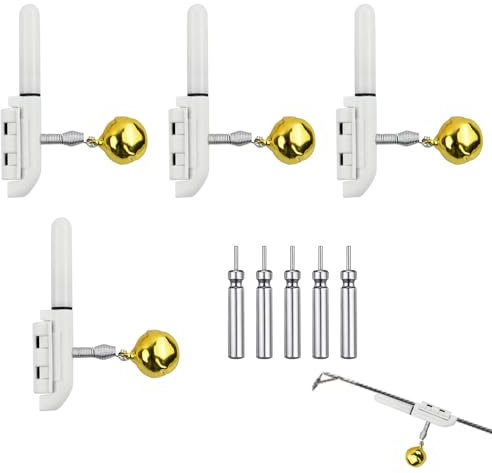 Fangehong Bâtons Lumineux LED de Nuit pour Canne à Pêche, 4 PCS Lumières de Pointe Canne à Pêche de Nuit, Alarmes de Pêche avec Clochettes pour Pêche de Nuit