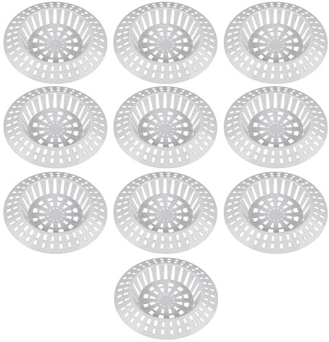 10Pcs Plastic Sink Strainers & Hair Catchers,hair catcher for shower drain, White Bath Plug, Shower Drain Covers for Kitchen & Bathroom