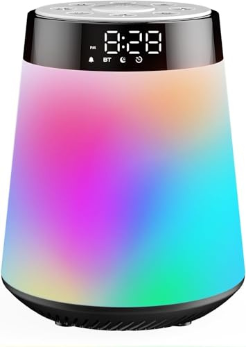 Réveil Lumière Bluetooth, Reveil Simulateur d'aube, Eveil Matin Lumineux Lampe de Chevet Multicolore, Snooze, 30 Sons pour l'Aide au Sommeil Machine Sonore avec Veilleuse, Cadeaux Pour Garçon Fille