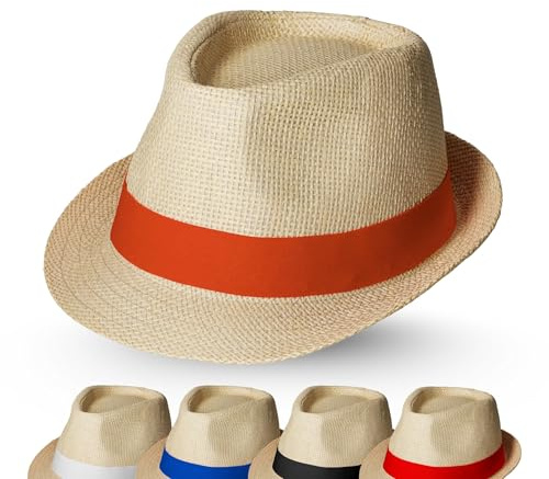 Sommerhut Unisex Ø 58 cm - Sonnenhut für Damen & Herren im Trilby-Design | Panama Hut, Outdoor Accessoire, Festival Begleiter, Sommermode, modischer Hutschmuck, luftige Kopfbedeckung Reisen