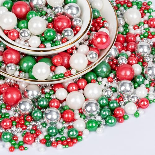 Twisweet Christmas Sprinkles 130g, Edible Sugar Pearls for Cake Decorating | Christmas pearl sprinkles for cake decorations, cake toppers, cupcakes, cookies, ice cream, holiday baking & festive desserts