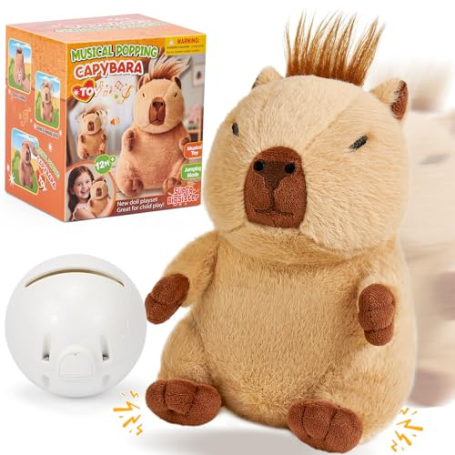 Capybara Kuscheltier Spielzeug Baby 6 8 9 10 12 Monate Musikalische Krabbelspielzeug & Aufnahmefunktion, Interaktives Capybara Plüschtier Babyspielzeug Geschenk für Kinder Junge Mädchen ab 1 Jahr