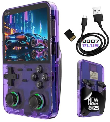 Consola Retro Portátil D007 Plus 2025 – +10.000 Juegos Clásicos – Pantalla IPS HD 3,5’’ – Doble Joystick 3D con Luz Inteligente – RK3326 Quad Core – R36S Mejorada – Retro Gaming Edición 2025