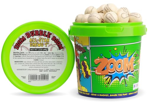 Gumballs for Kids - 1 Inch Large Gumballs in Bucket - Baseball Chewing Gum Assorted Fruit Flavored Double Bubble Gum for Gumball Machine - Sweet Gum Balls in Bulk 1.3 Lb (ALL Star Chews)