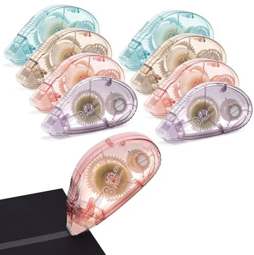 Pegamento en Cinta Roller, 8mx8mm Cinta Adhesiva Doble Cara Pegamento Rodillo Adhesivo de Doble Cara Transparente Dispensador, Accesorios de Libro de Recortes para Tarjetas Álbume de Fotos Journal