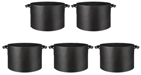 XUMKFJRE Pflanzsäcke, 300 g Dicke, belüftete Stofftöpfe mit Griffen, strapazierfähige, Gartensäcke for Anbau von Gemüse für Terrasse Balkon ＆ Garten(5pcs,5 Gallon)