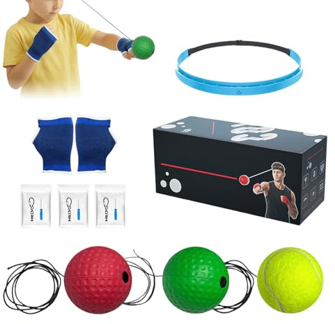 Genérico Boxball mit Kopfband, Reaktions- und Schlaggeschwindigkeitstrainer, Ball mit Silikonband, für Schlafzimmer, Reisen, Fitnessstudio, Wohnzimmer, Männer, Frauen