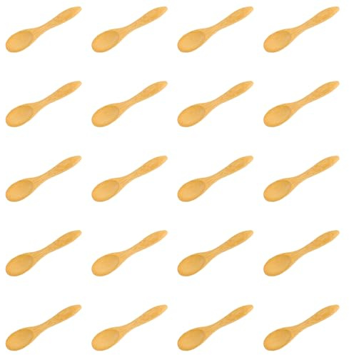 Lot de 20 mini cuillères en bois, cuillères à sel avec poignée courte, mini cuillères en bois faites à la main pour épices, assaisonnements, sucre, miel, café