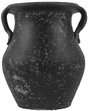 Gadpiparty Porta Utensilios de Cocina de Cerámica Vintage en Color Negro, Organizador Rústico Resistente y Fácil de Limpiar para Cucharas y Tenedores en Cocinas Occidentales