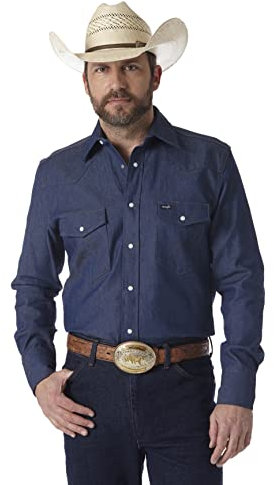 Wrangler herr arbetsskjorta, indigo, XL